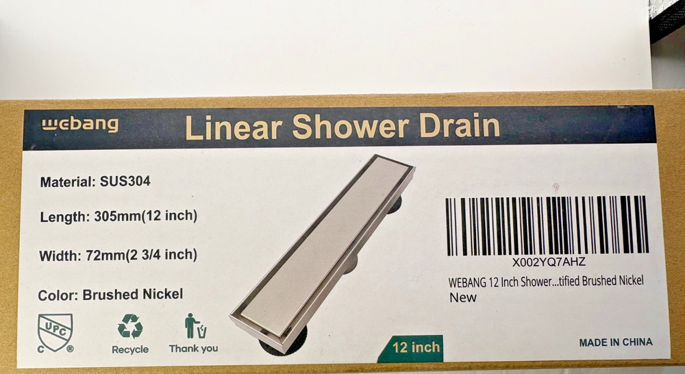 WEBANG 12 Inch Linear Shower Drain Rectangular Floor Drain