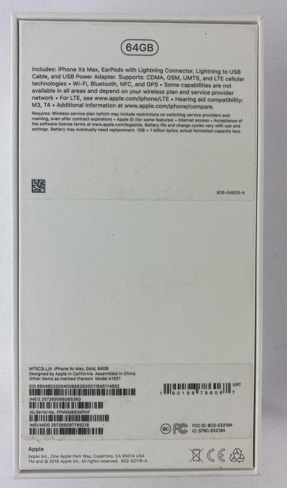iPhone XS Max 64GB Gold Replacement Box Only!!