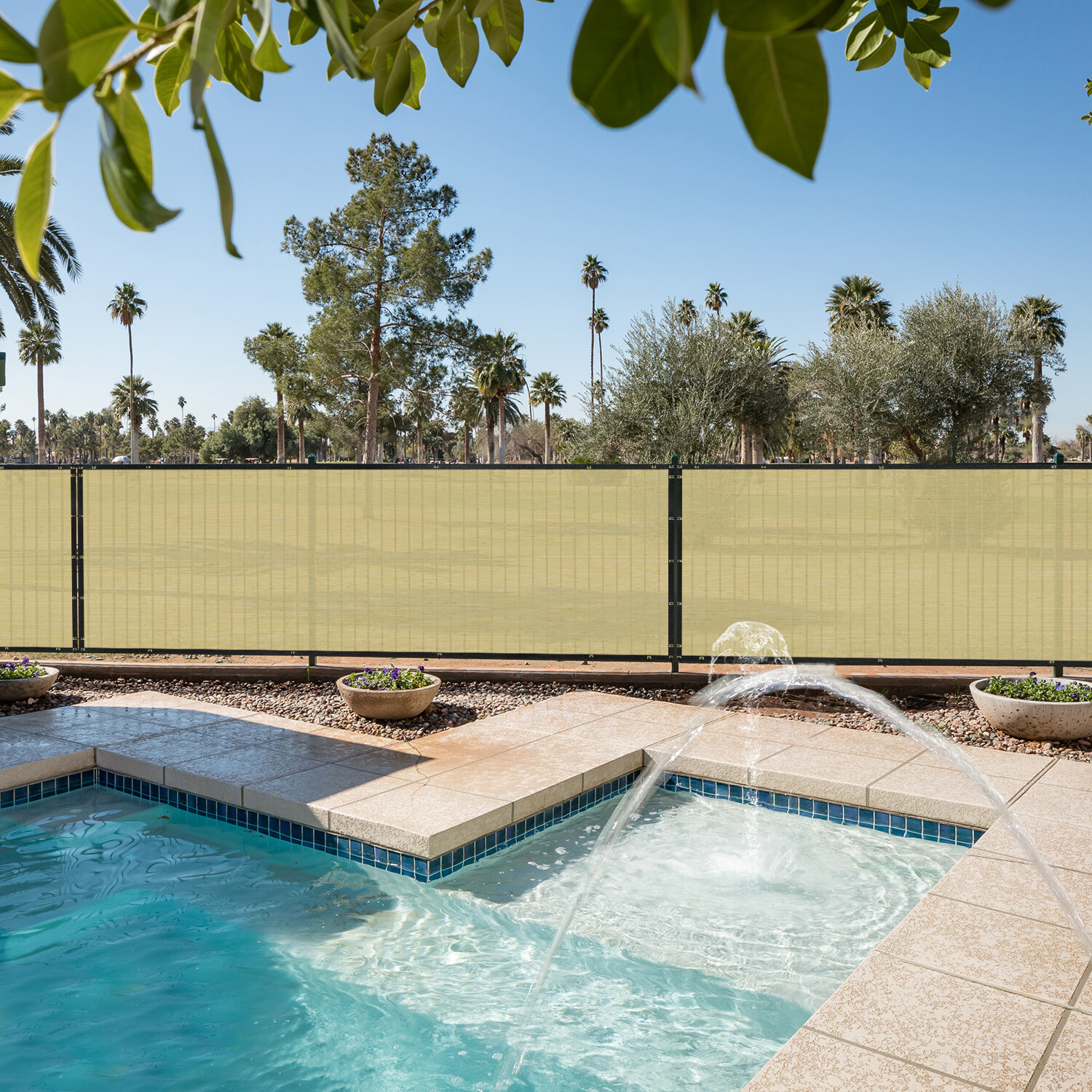 Beige 4' 5' 6' 8' Privacy Fence Screen Windscreen Mesh HDPE Shade Cover Garden