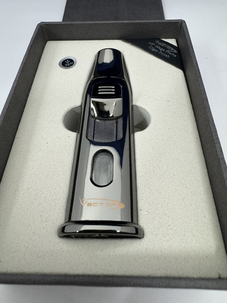 Vector AZTECH - Wind Resistant Large Single Jet Torch Lighter - Gunmetal - New
