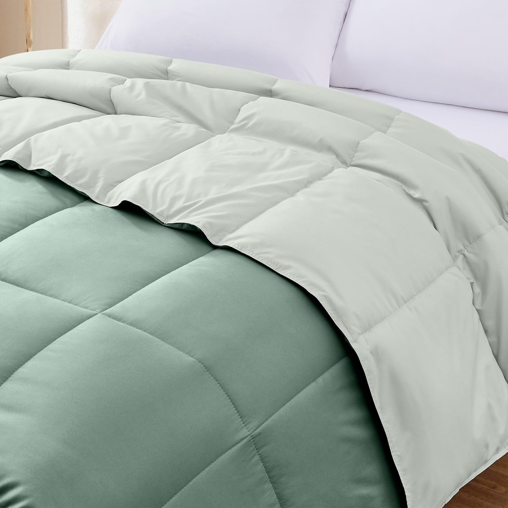 Down Alternative Reversible Comforter Ivory/Sage Green Twin