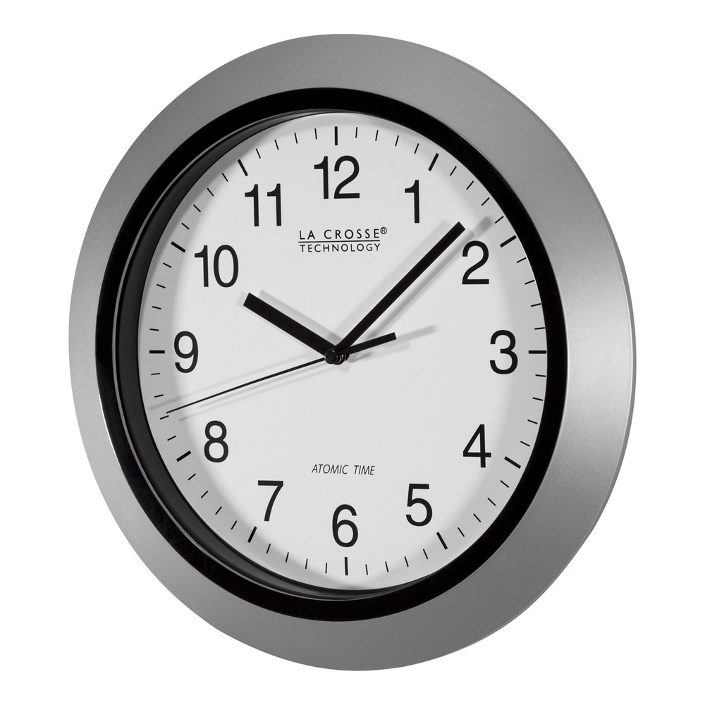 WT-3129S La Crosse Technology 12" Atomic Analog Wall Clock - Silver NIB