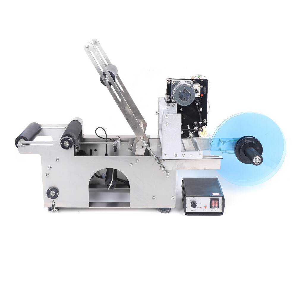 MT100 Semi-Automatic Round Bottle Labeling Machine Printer Scrolling Data Marker