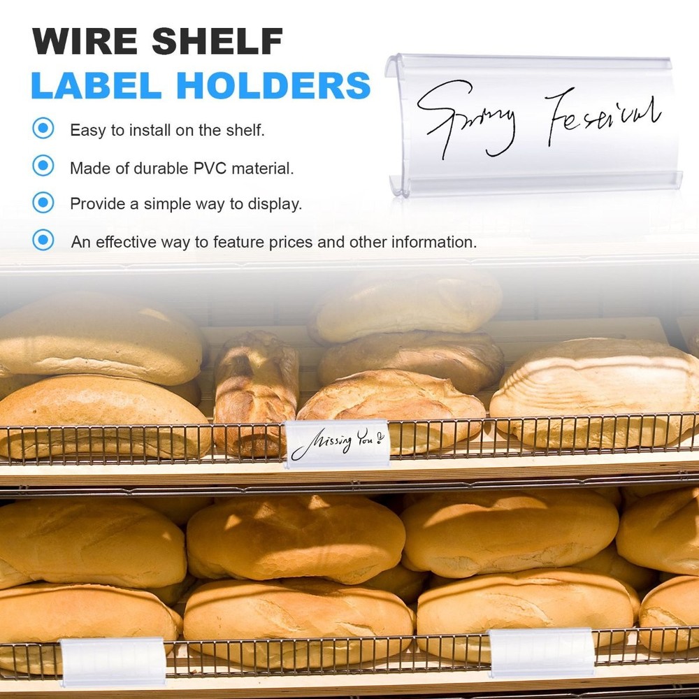Wire Shelf Label Holders, 30 Pack Plastic Wire Shelf Label Clips with Label8063