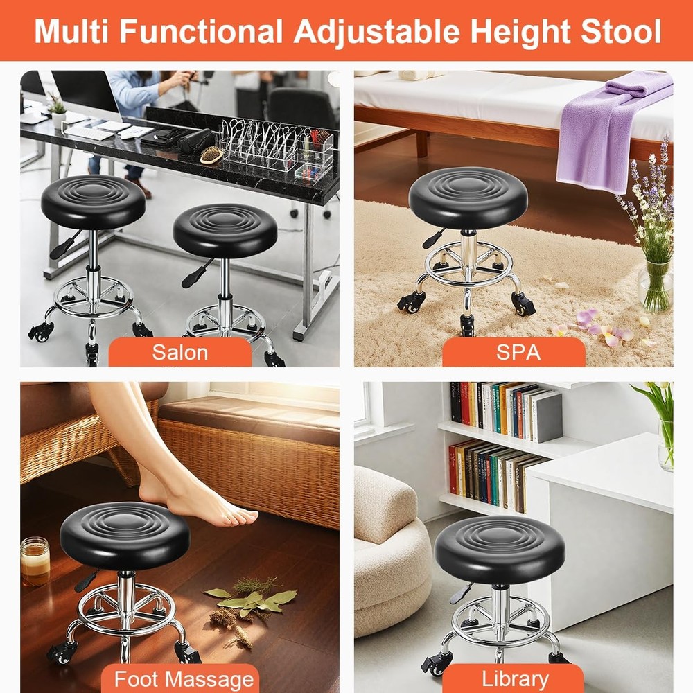 Low Height Rolling Stool Height Adjustable Low Roller Seat, Swivel Small Chai...