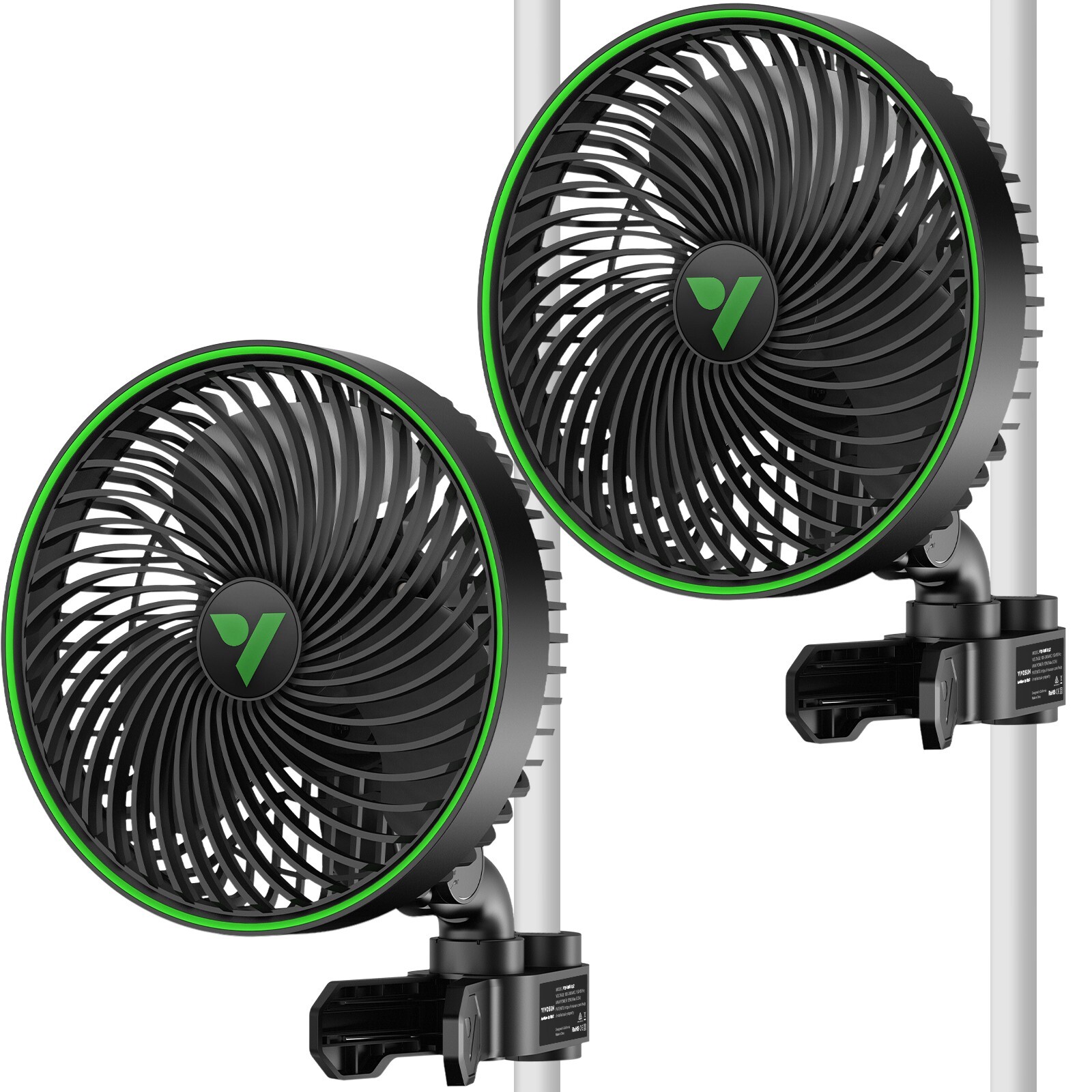 AeroWave E6 Gen2, Grow Tent Clip Fan 6”,5-5-Level Oscillation,10 Speeds,2-Pack
