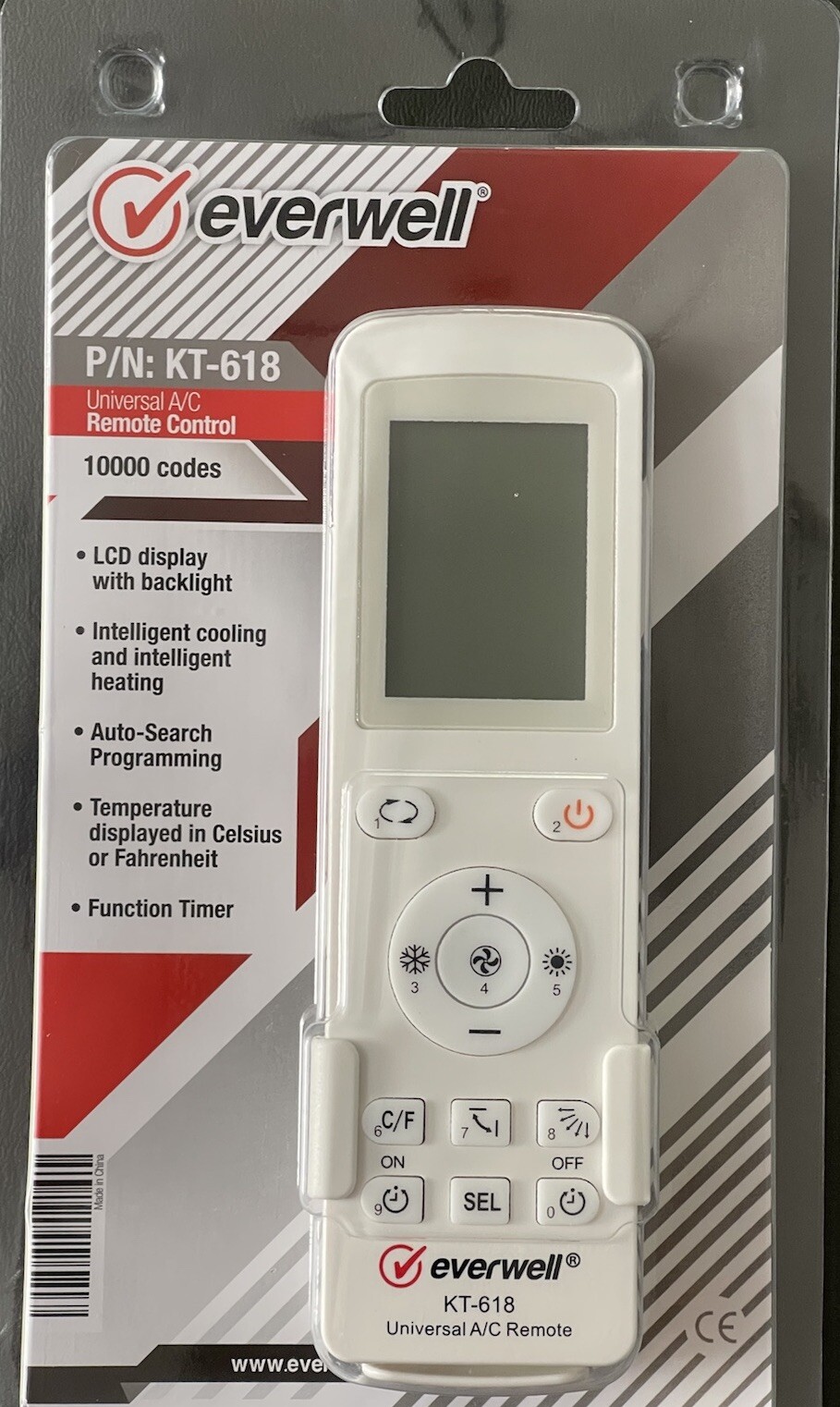 KT-618 Mini Split Universal Remote Control,10000 Codes, Controls 99.9% AC