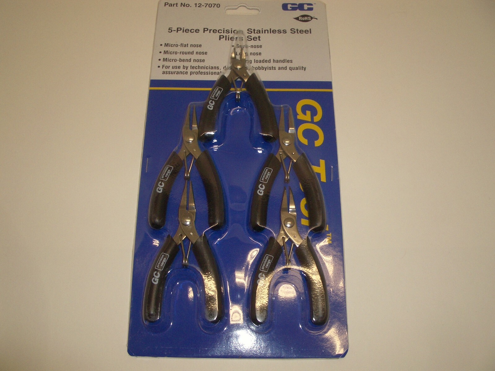 GC ELECTRONICS 12-7070 5PC STAINLESS PRECISION PLIERS TOOL SET KIT