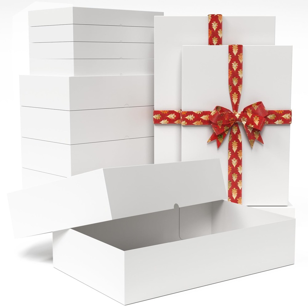 12 Pack Gift Boxes with Lids for Present - 6 Extra Large 17" (4" Deep) & 6 La...