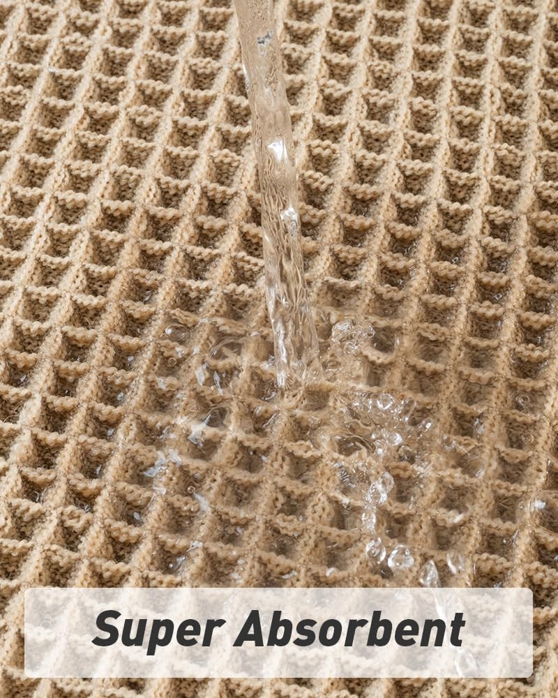 AMOAMI Upgraded Waffle Bath Mat, Super 1'5" x 2' (Rectangular), Brown