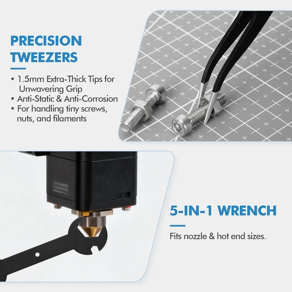 38PCS 3D Printer Tools, 3D Printer Tool Kit with Nozzle Cleaner, Scraper, Files,