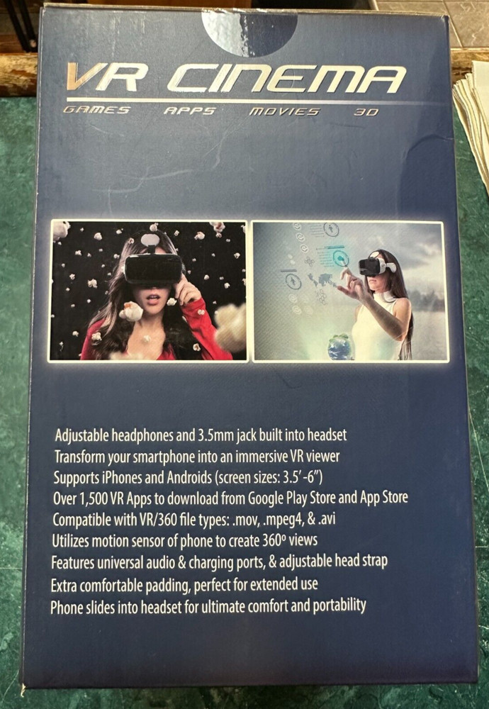 VR Cinema Viewer With Audio Virtual Reality Headset.