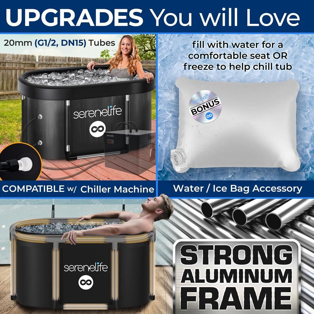 SereneLife 105 Gal. Inflatable Insulated Freestanding Cold Plunge Tub (Black)