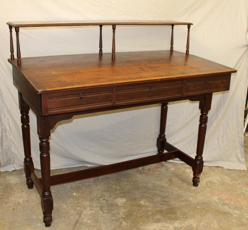 Antique Oak Standing Desk with Shelf