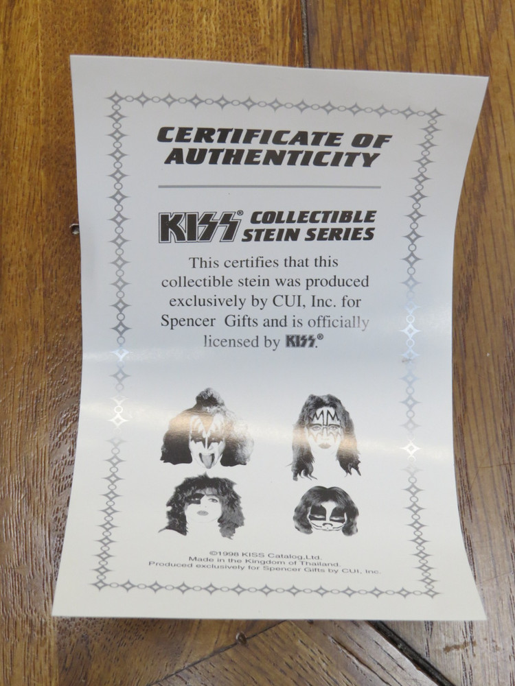 KISS PETER CRISS BEER STEIN IN BOX WITH COA #678