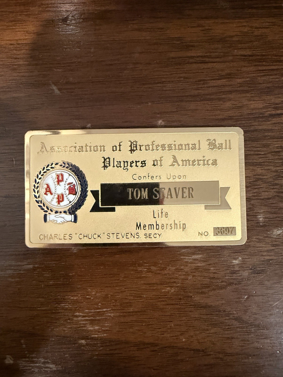 Tom Seaver Association of Professional Life Membership Baseball Pass