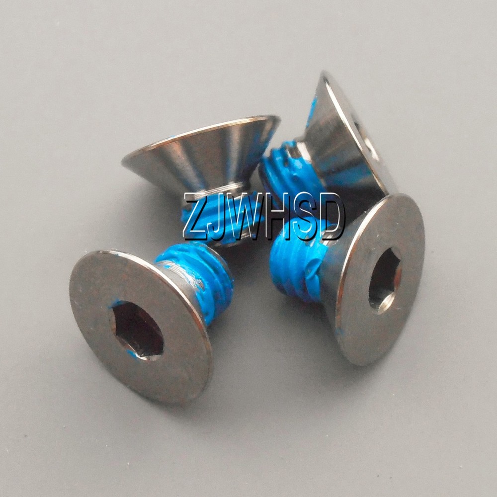 4pcs M6 x 8 Ti Titanium Screw Bolt Allen hex Socket Flat head with ThreadLocker