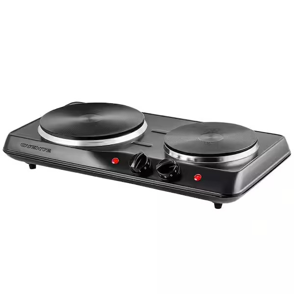 Electric Countertop Double Burner 1700W Hot Plate Cooktop, 7.25" & 6.10" Plates