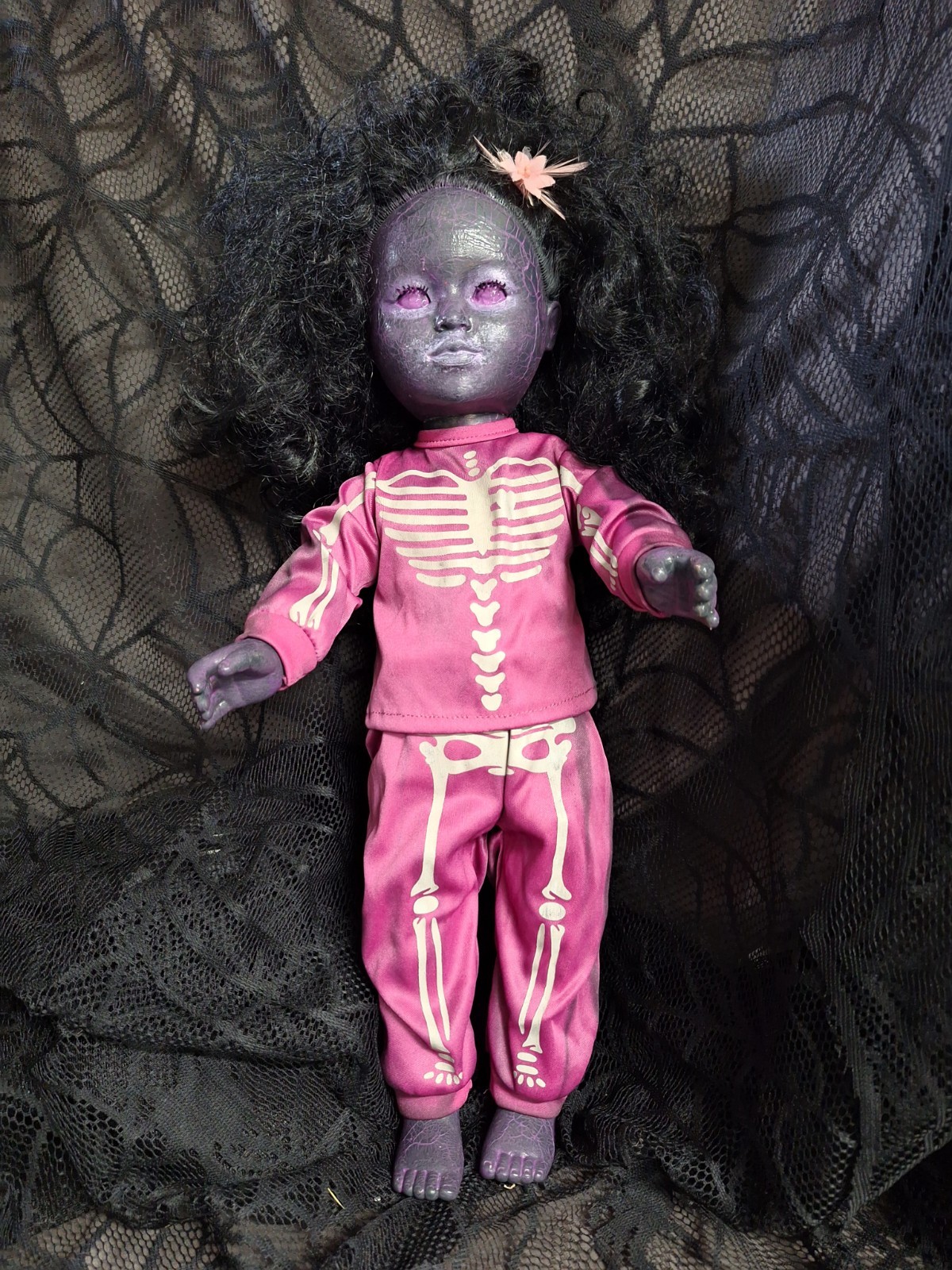 OOAK Creepy Doll, 18 In Tall, Haloween Prop, Handpainted, Crackle