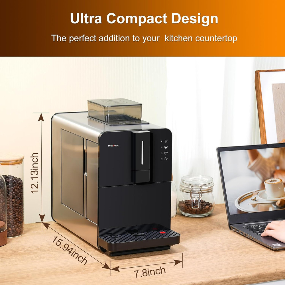 Super Automatic Espresso Machine with Grinder & WiFi Touch Screen