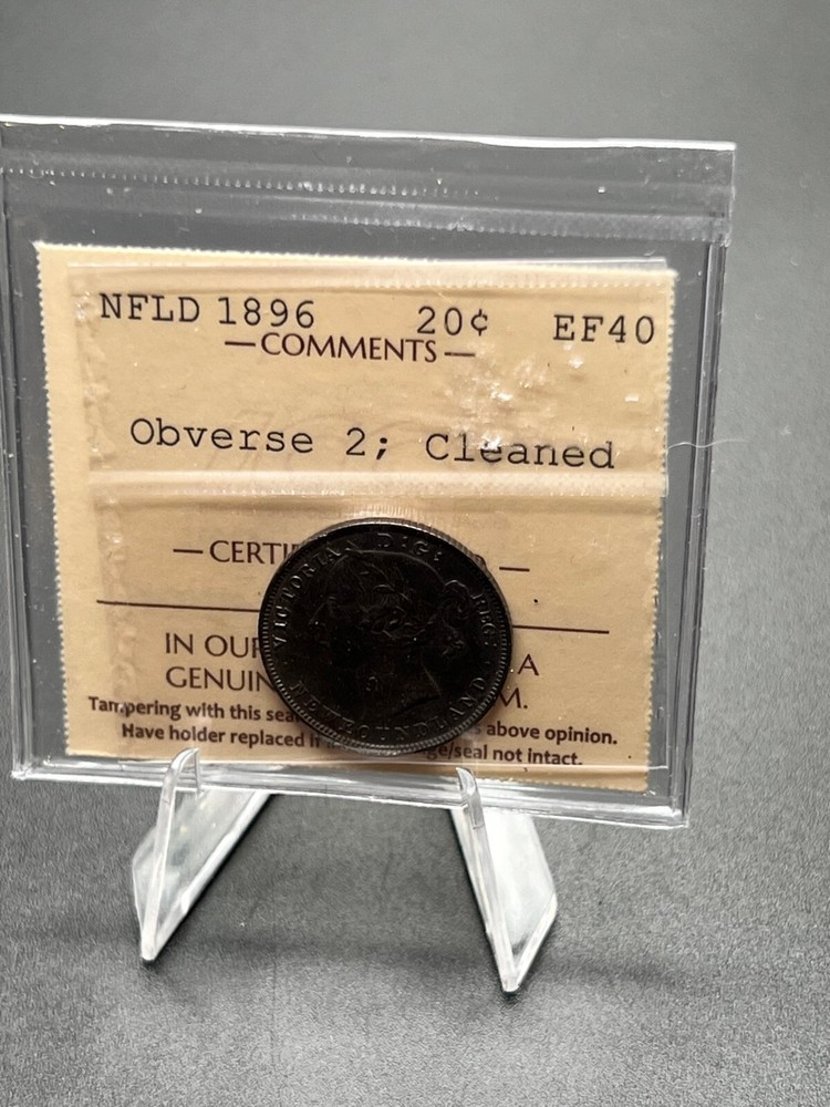 1896 Newfoundland 20 cent Graded ICCS EF-40