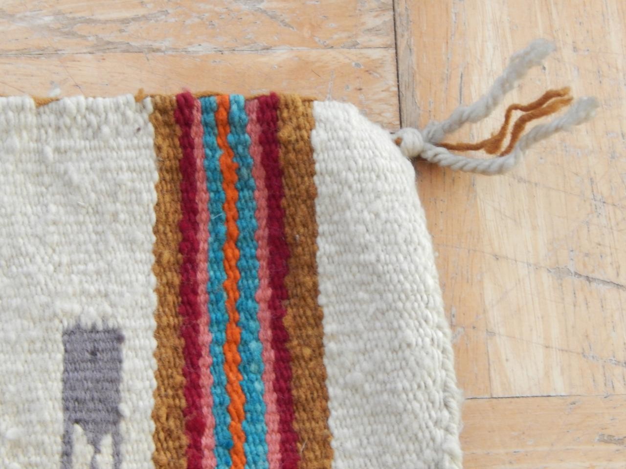 VINTAGE NAVAJO INDIAN SHIPROCK CORN YEI PICTORIAL RUG / WEAVING - CLEAN + NICE !