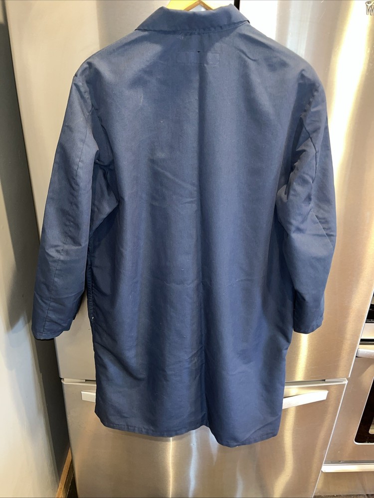 Red Kap BLUE LAB COAT Men Size 46 Regular Button Front Collared Long Sleeve USA