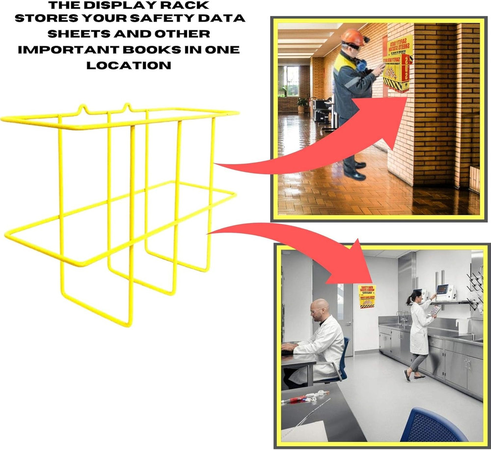 2 Pack Binder Display Rack, SDS/MSDS Wire Wall Mount Rack with Mounting Hardware