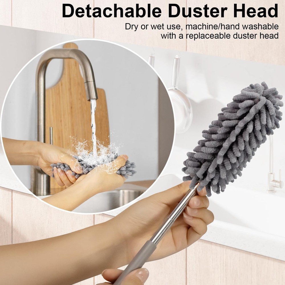 Microfiber Feather Duster for Cleaning,Sheneyron Washable Dusters,with 2pcs R...