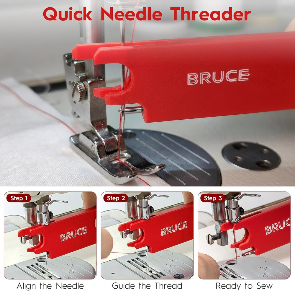 Sewing Machine Needle Threader, 4 in 1 Automatic Quick Threading Tool, Multifunc