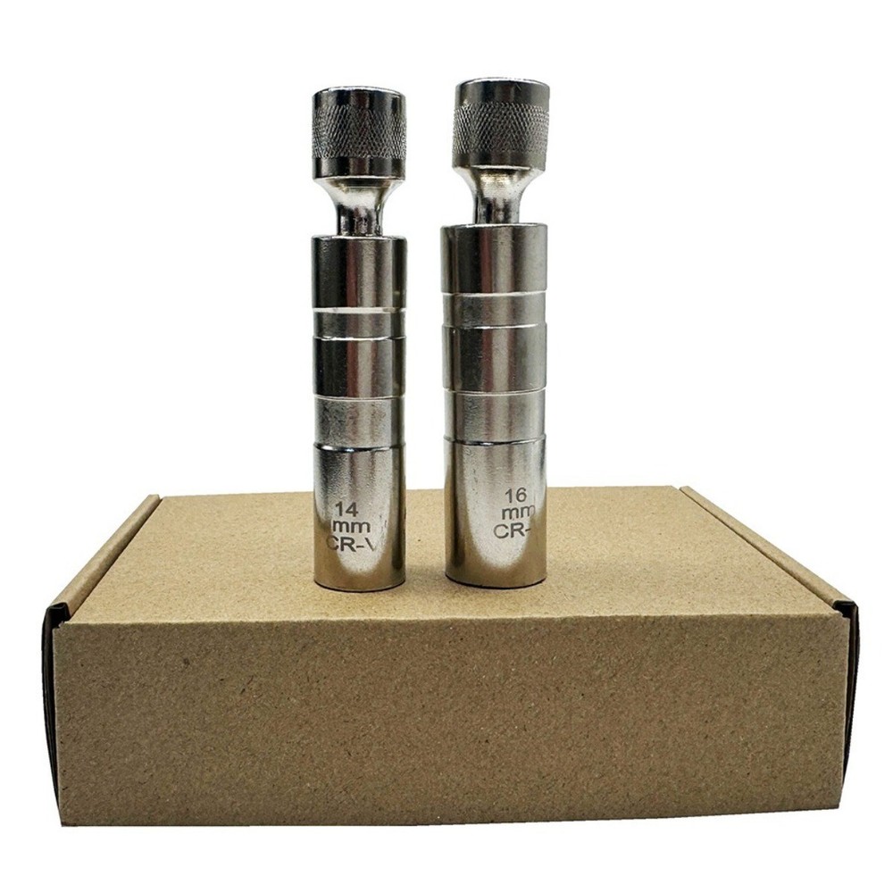 14mm & 16mm Thin Wall Magnetic Swivel Spark Plug Socket 12-Point Removal Tool