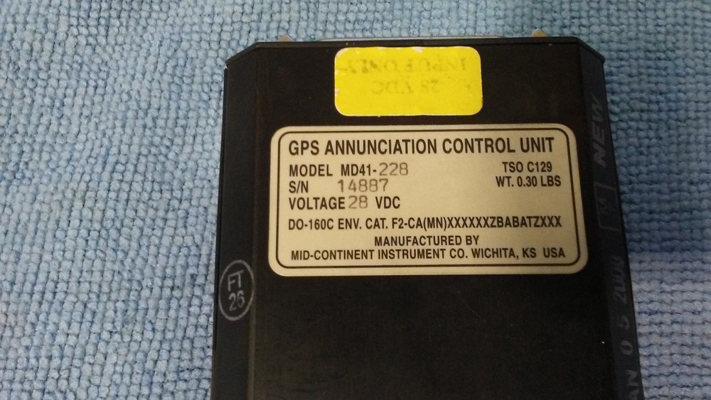 MD41-228 GPS ANNUNCIATION CONTROL UNIT, 28VDC