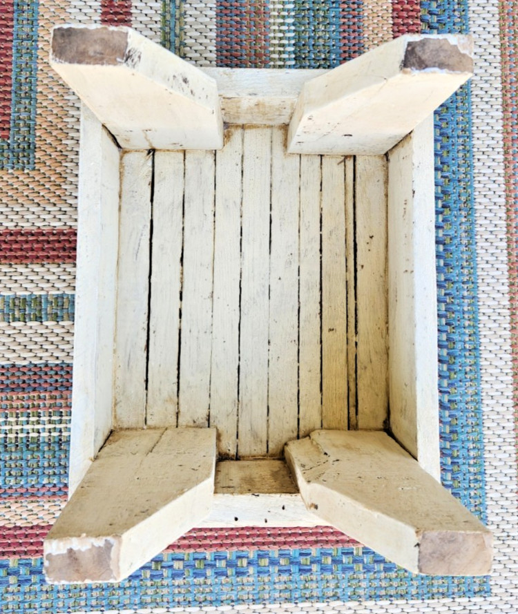 Primitive Handmade Wood Stool White Chalk Paint Step/Foot Stool Riser