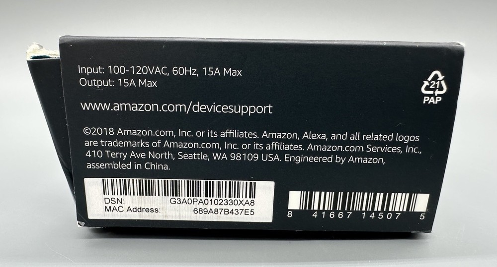 Amazon Single Socket Smart Plug - White - BRAND NEW!