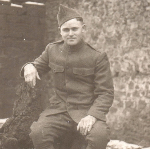 WWI Army Soldier With Shoulder Patch Named Real Photo Postcard