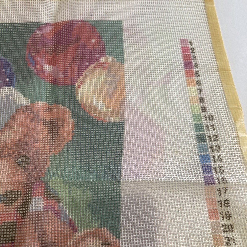 Bucilla SANTA BEAR Needlepoint Christmas Stocking Kit 60722 1994 Missing Thread