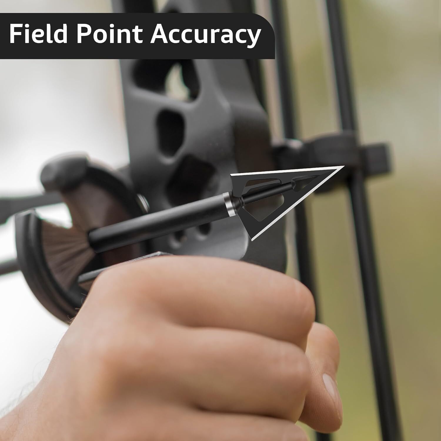 12Pcs Hunting Broadheads Stainless Steel Black Whirlwind 3-Blade Cut Arrow Tip