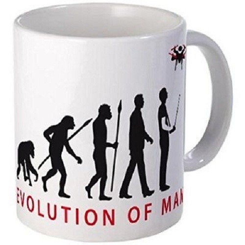 11oz mug Evolution Of Man Controlling Drone Models - Ceramic Printed Coffee Tea