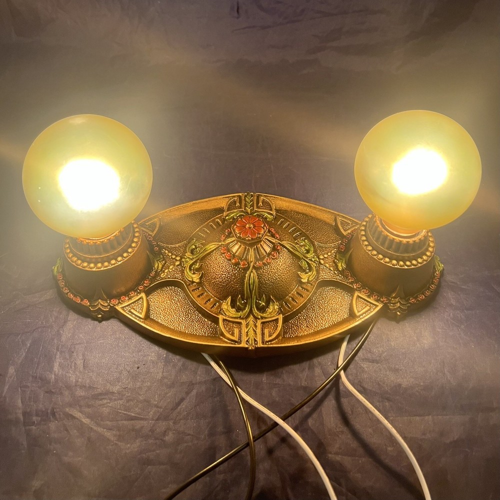 Antique Single Two Socket Flush Mount Fixture Beautiful 19B