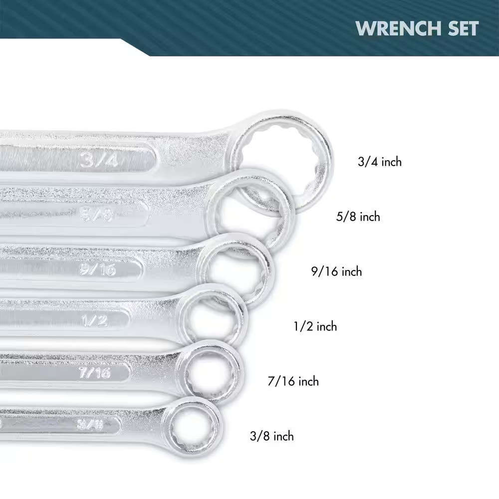 6-Piece SAE Combination Wrench Set with Case