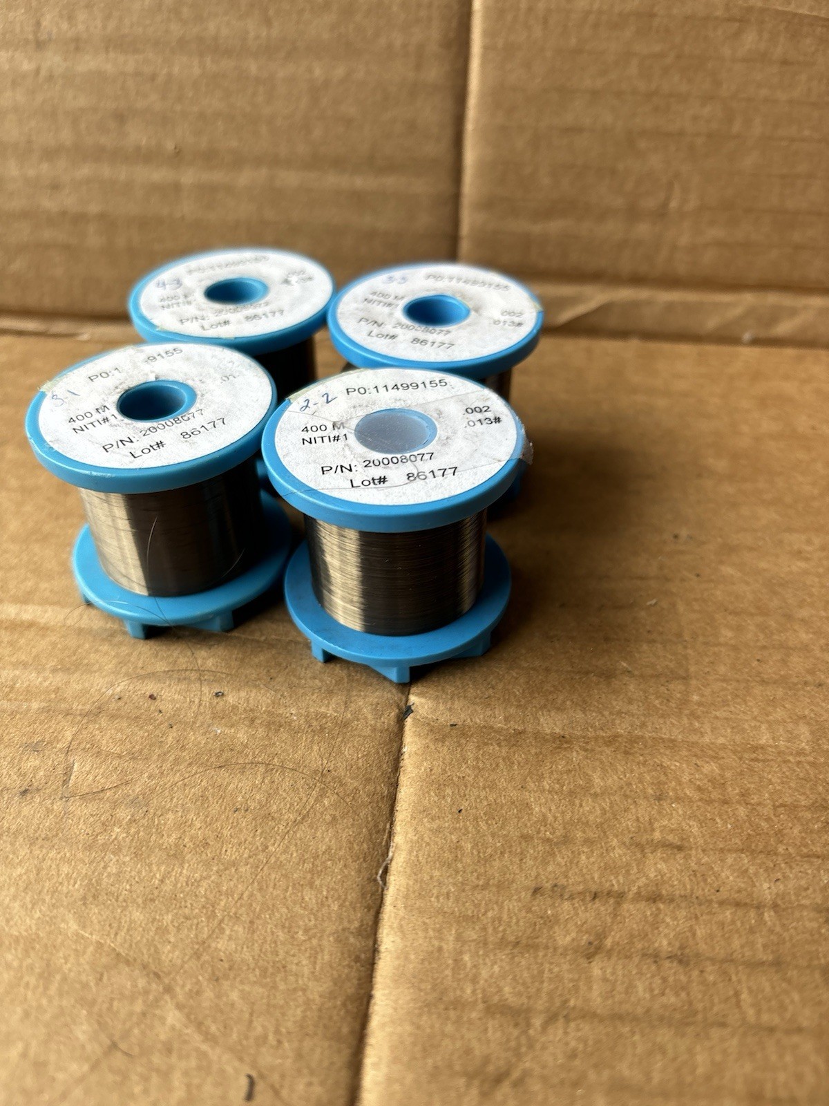 4 Spools Medical Braid Wire PO: 11499155 400 NITI#1 End Braid Wire Used ( 4)