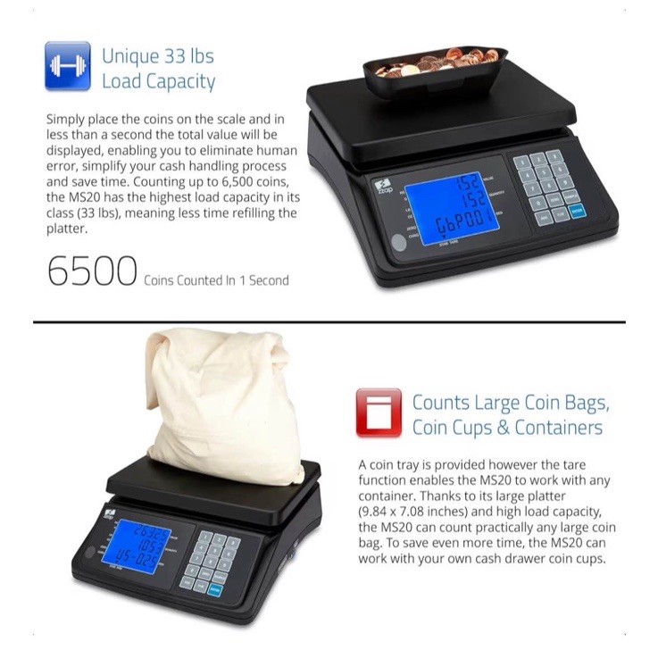 ZZap MS20 Coin Counting Scale