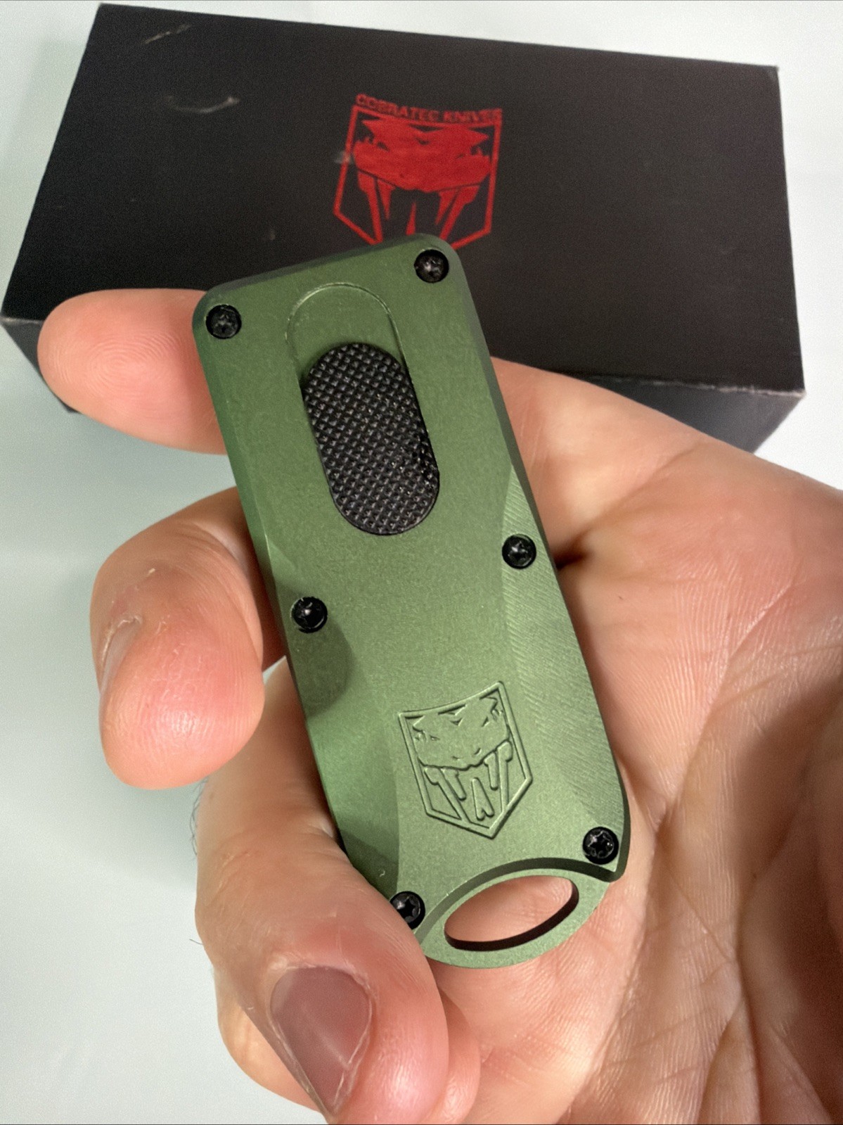 Cobratec OTF Bottle Opener w/ Pocket Clip, GREEN #CTOTFBOODG