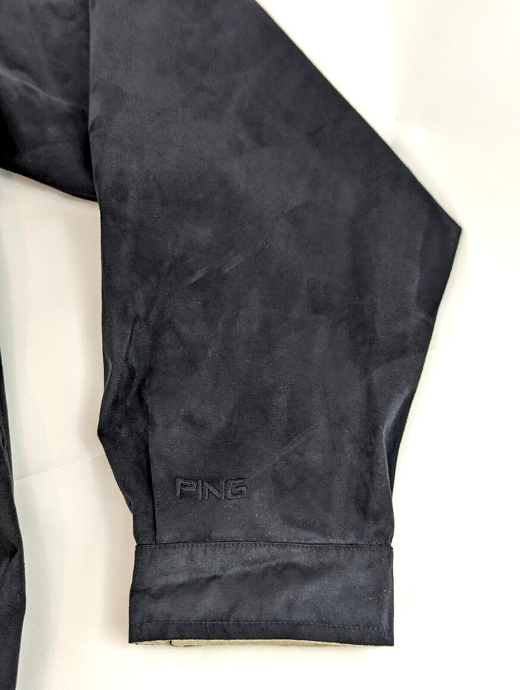 PING Collection Golf Jacket Men L Black Lightweight Bomber Full Zip Patch