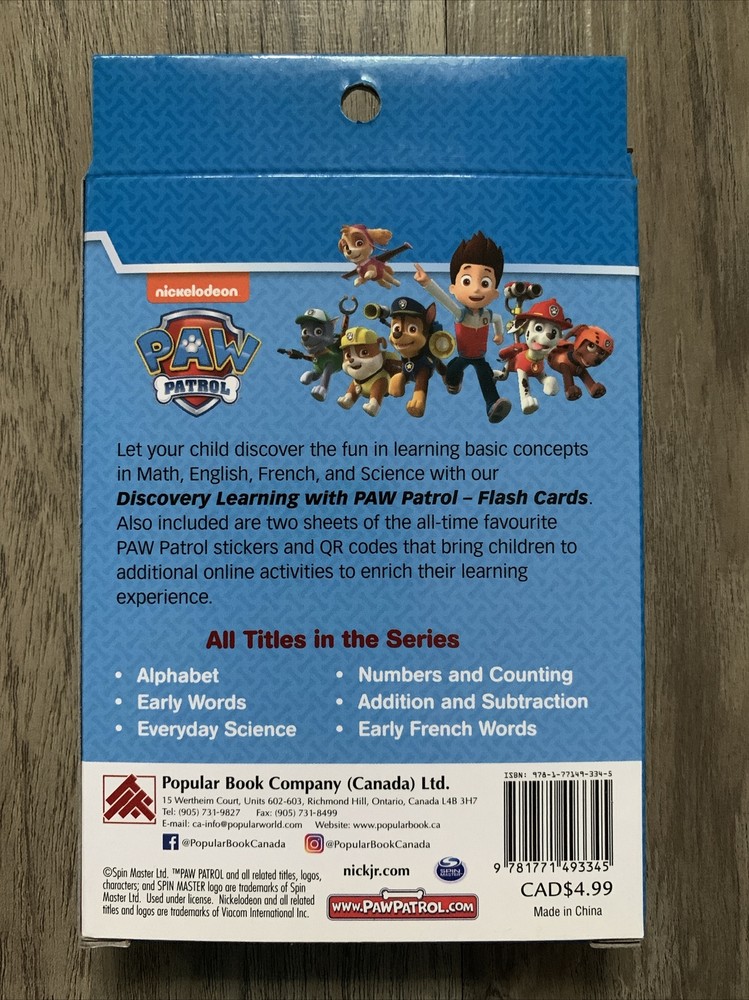 Paw Patrol Alphabet Flash Cards Educational Learning NEW