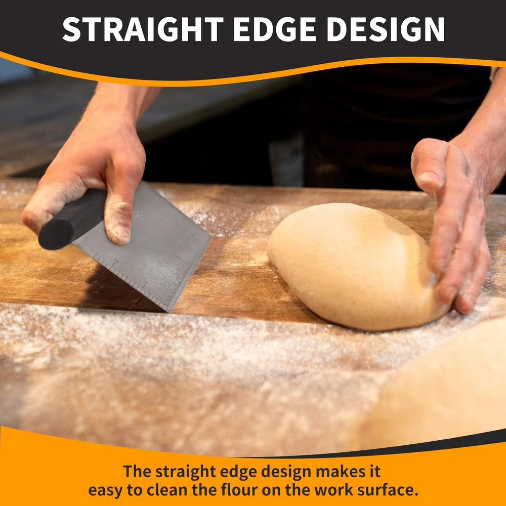 Bench Scraper & Chopper for Kitchen - Ideal Baking Essential Utensil,Stainles...