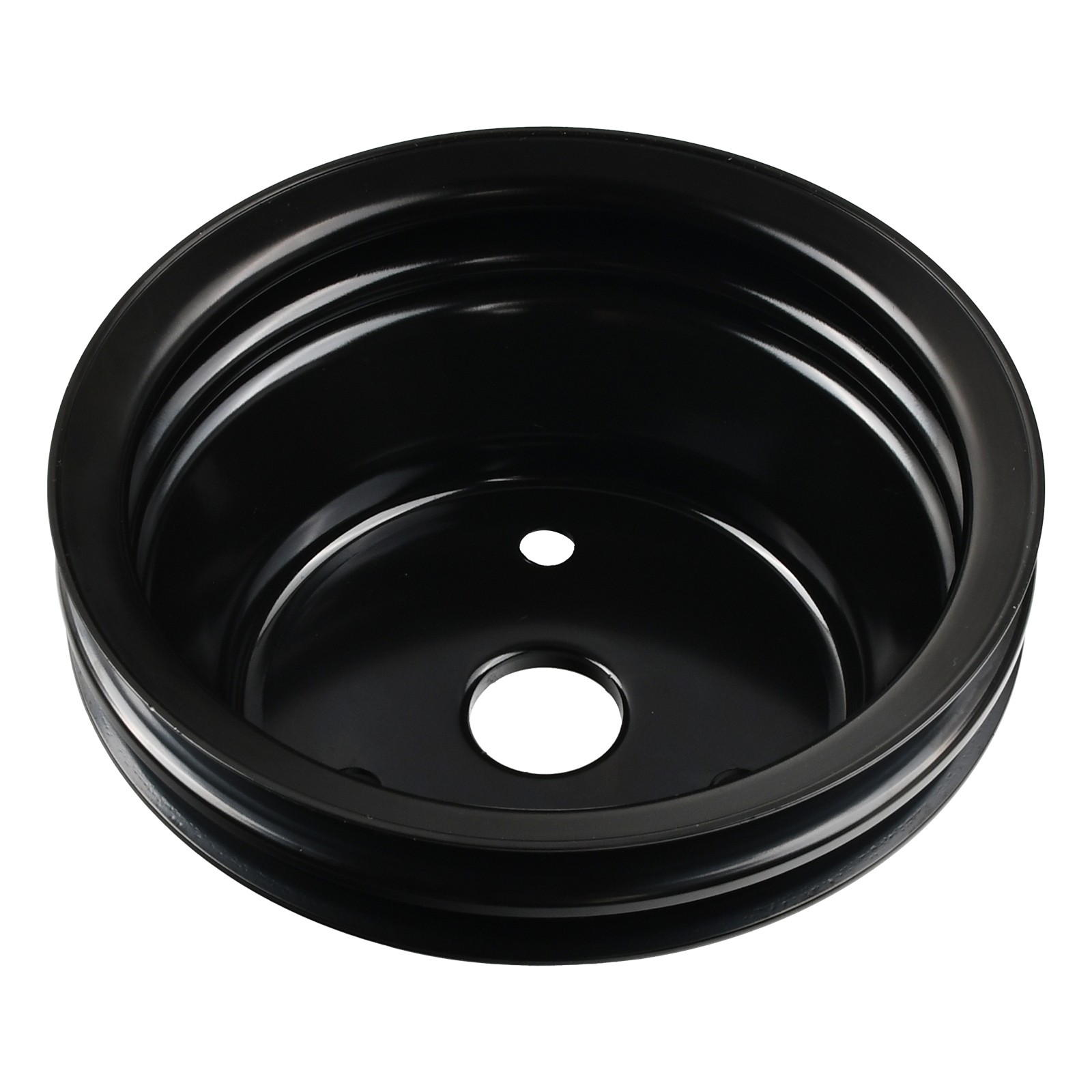 For SBC Chevy 350 Double Groove Black Steel Long Water Pump & Crankshaft Pulley