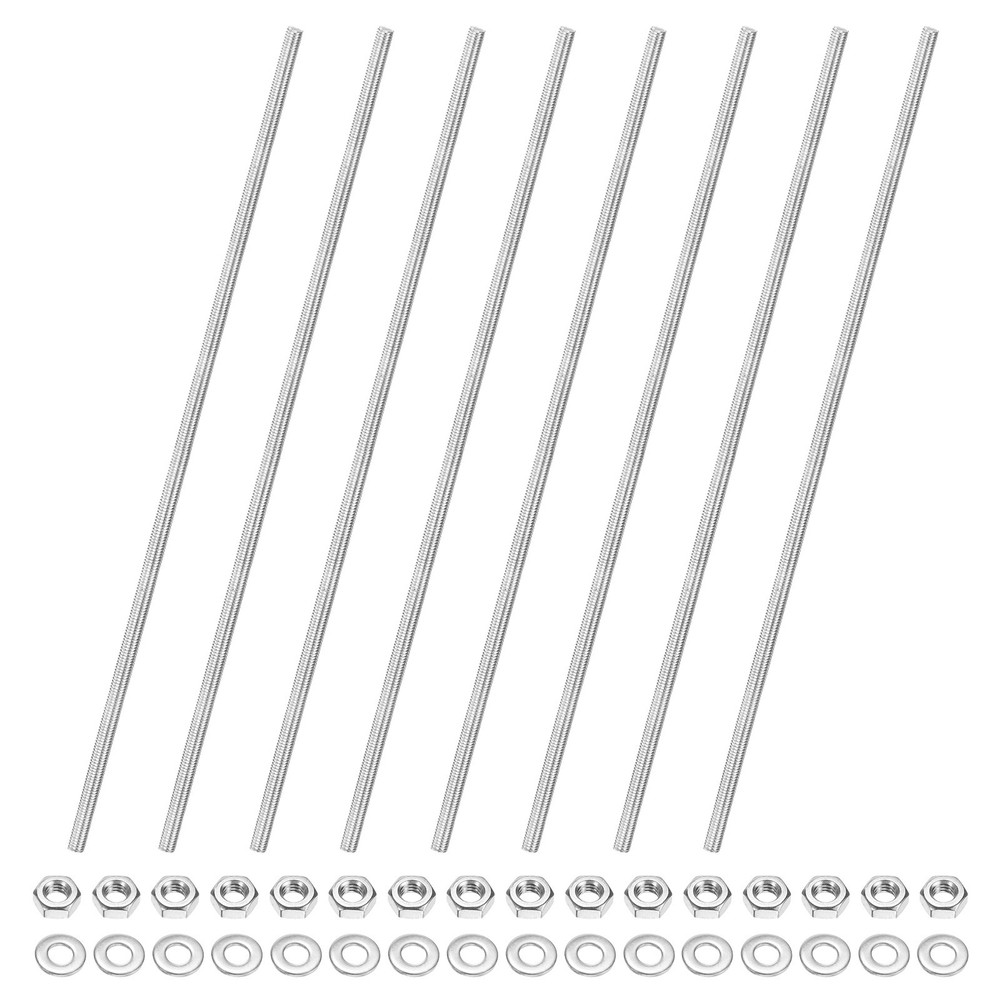 8-Pack Fully Threaded Rod, M4x200mm 304 Stainless Steel Right Hand with Nuts