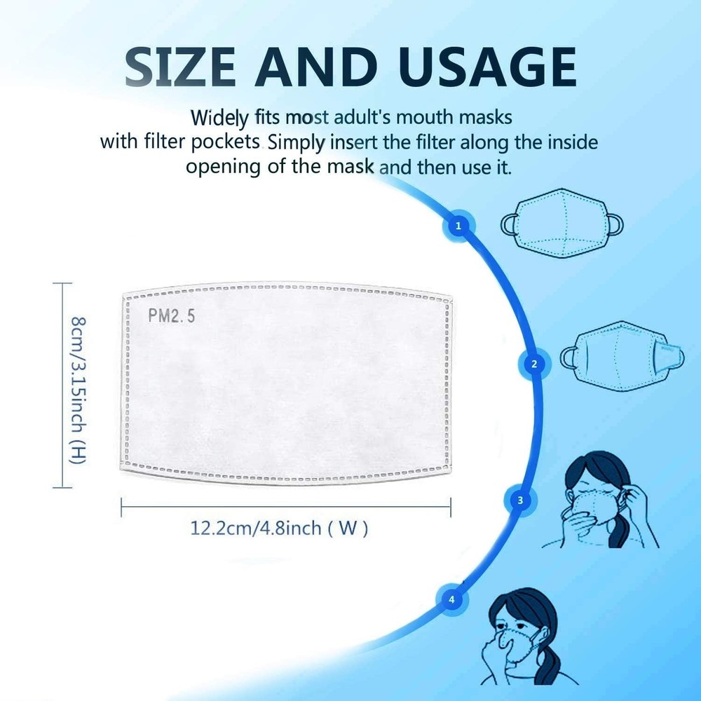 50 PCS PM 2.5 Filters Activated Carbon Filter Replaceable 50 pcs