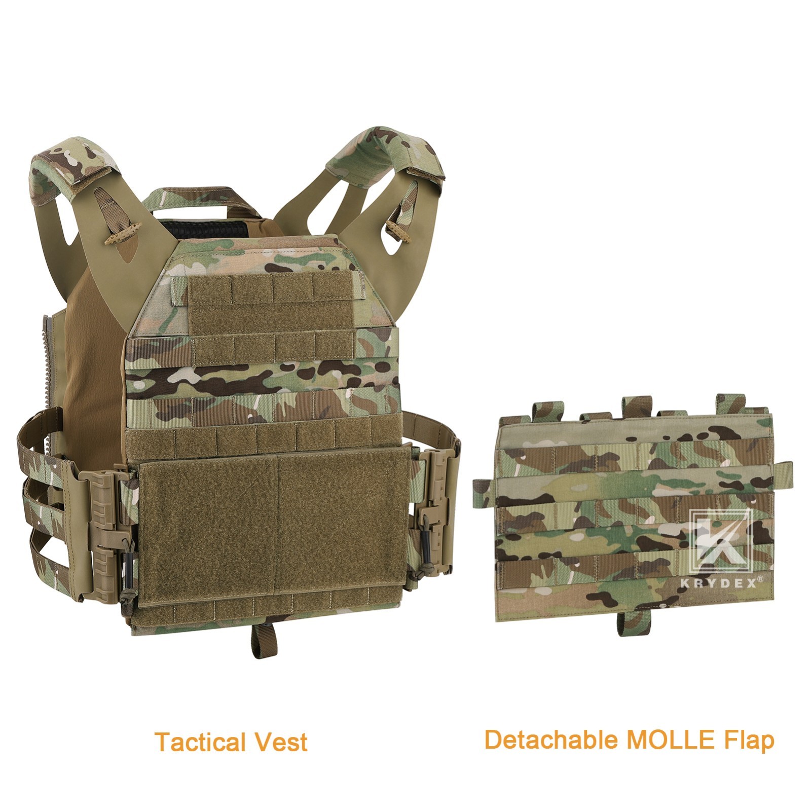 KRYDEX JPC2.0 Tactical Plate Carrier MOLLE Panel Quick Release Vest Camouflag MC